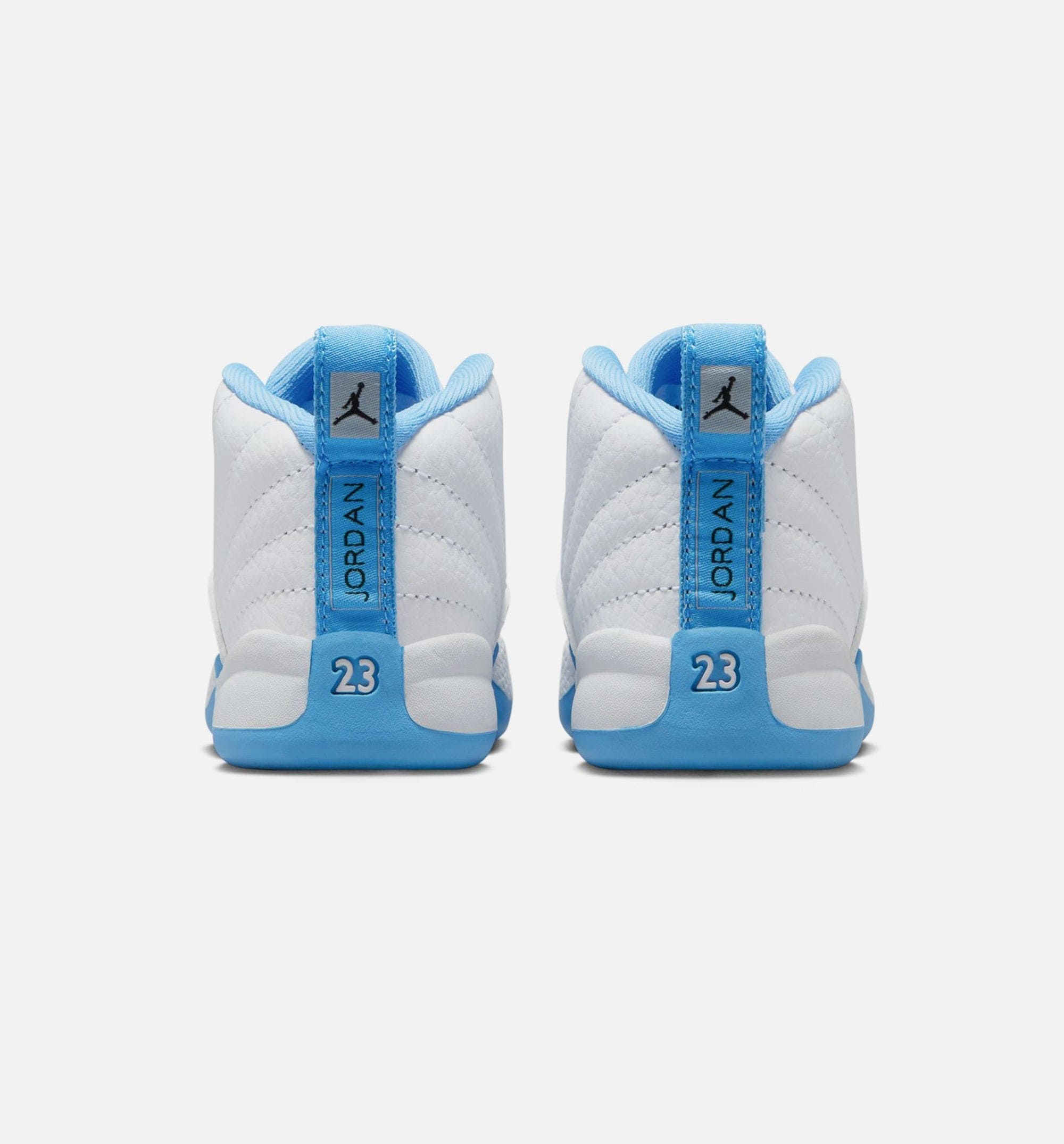 Air Jordan 12 Retro White and University Blue Infant Toddler Lifestyle Shoe - White/University Blue/Metallic Silver Free Shipping